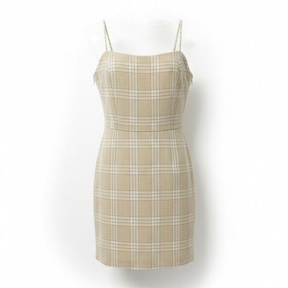 Wilfred Dresses & Skirts - Wilfred Aritzia Isabelle Plaid Mini Dress Beige Tan Checkered Neutral Size 4 US